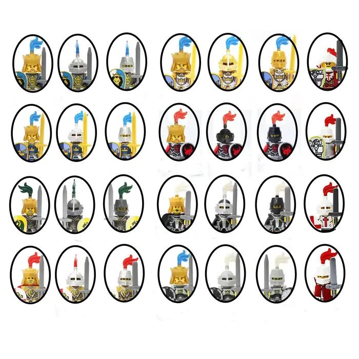 Ensembles de figurines de soldats romains, château médiéval, chevaliers militaires, blocs de constru