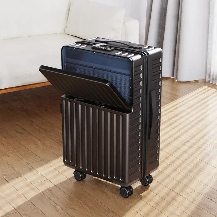 Superaly Ensemble de 2 valises de 20-24 pouces avec rangement frontal, bagages à roulettes silencieu