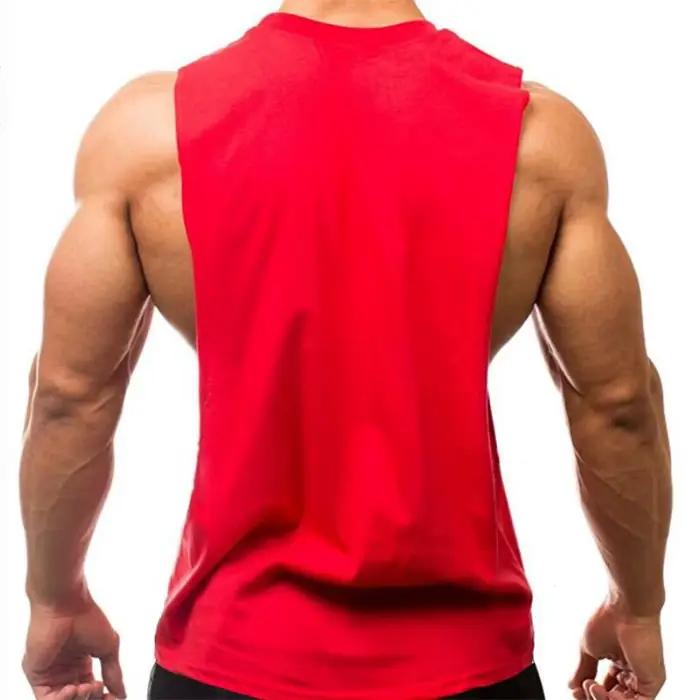 Gilets d'entraînement Fitness coton respirant fentes latérales hommes musculation sans manches