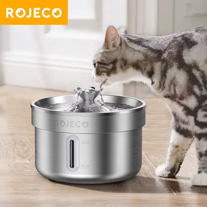 ROJECO fontaine à boire pour animaux de compagnie en acier inoxydable fontaine d'eau automatique pou