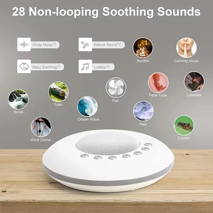Machine sonore à bruit blanc pour bébé, 28 sons apaisants intégrés, 4 fonctions de minuterie et de m