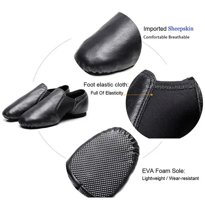 USHINE-Chaussures de danse jazz en cuir véritable pour adultes, baskets à semelle coordonnante, beig