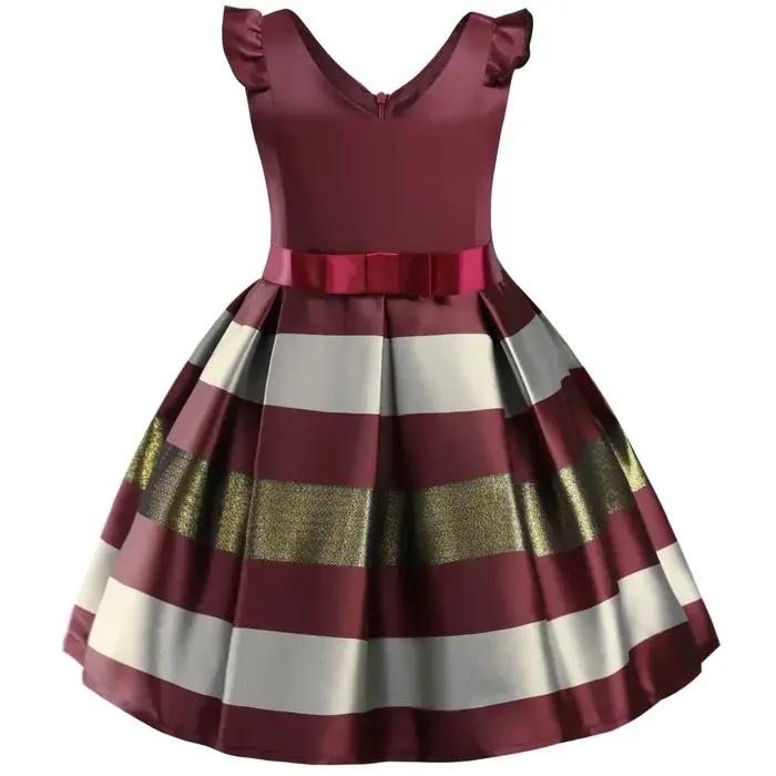 Robe à rayures à fleurs pour petites filles, robes de fête de mariage à fleurs, robe de princesse de