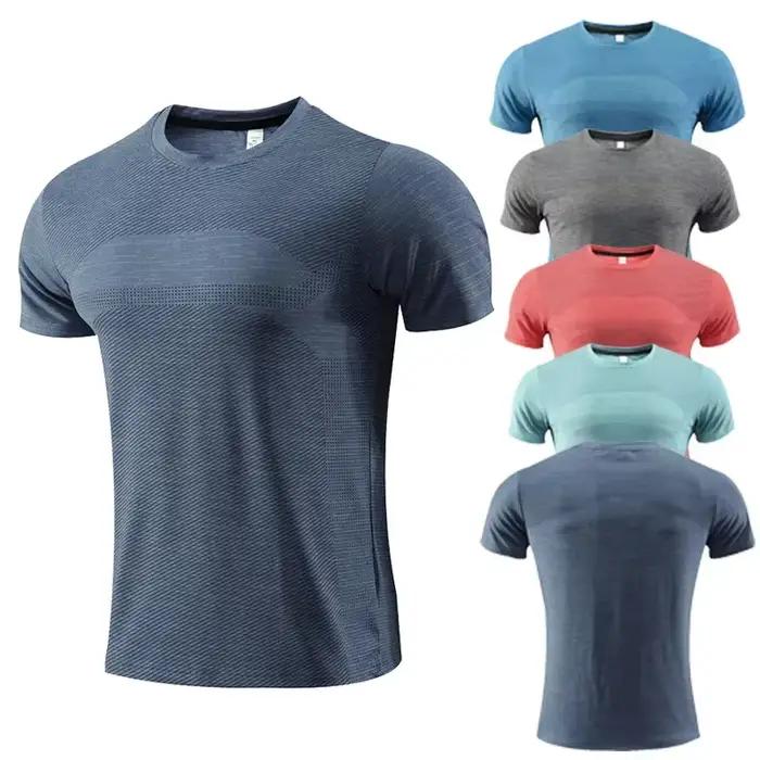 T-Shirt de Sport multicolore à manches courtes, séchage rapide, maillots de gymnastique, chemise de