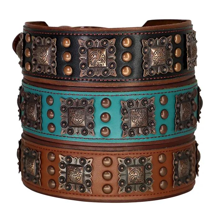 Collier de chien à pointes Cool pour chiens de taille moyenne en cuir véritable Pitbull bouledogue r