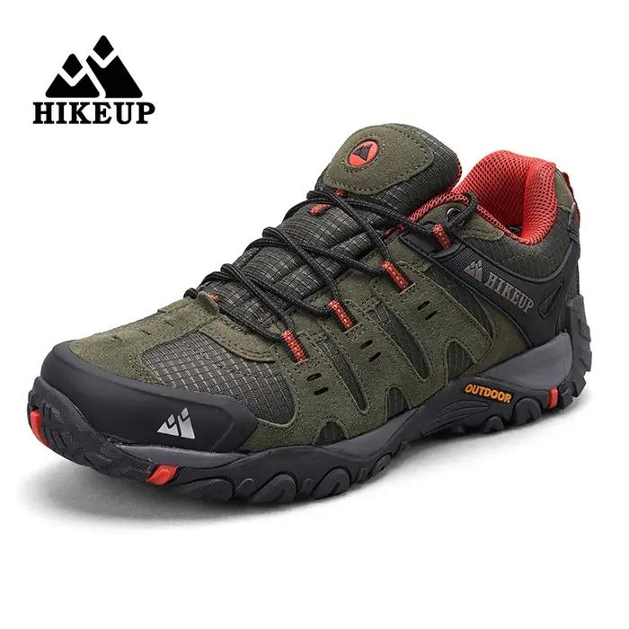 HIKEUP-Chaussures de randonnée en cuir suédé pour homme, baskets d'extérieur résistantes à l'usure,