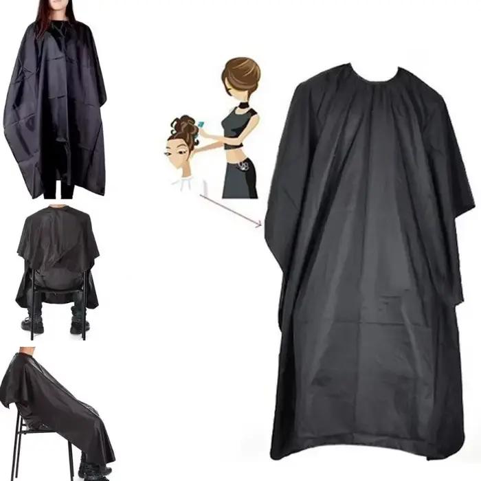 Cape de coiffure noire professionnelle pour Salon de coiffure, enveloppe en tissu pour barbier, robe
