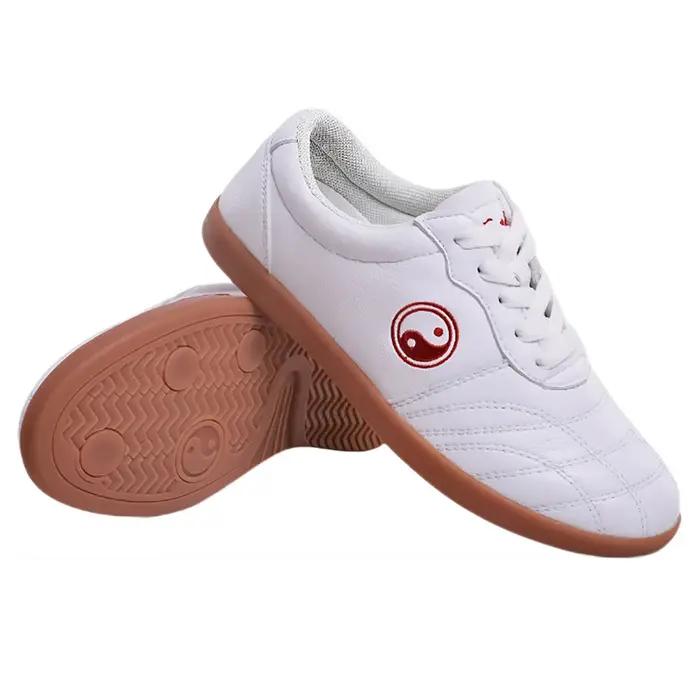 Chaussures de tai chi souples pour personnes d'âge moyen et âgées, en cuir, semelle en tendon de bœu