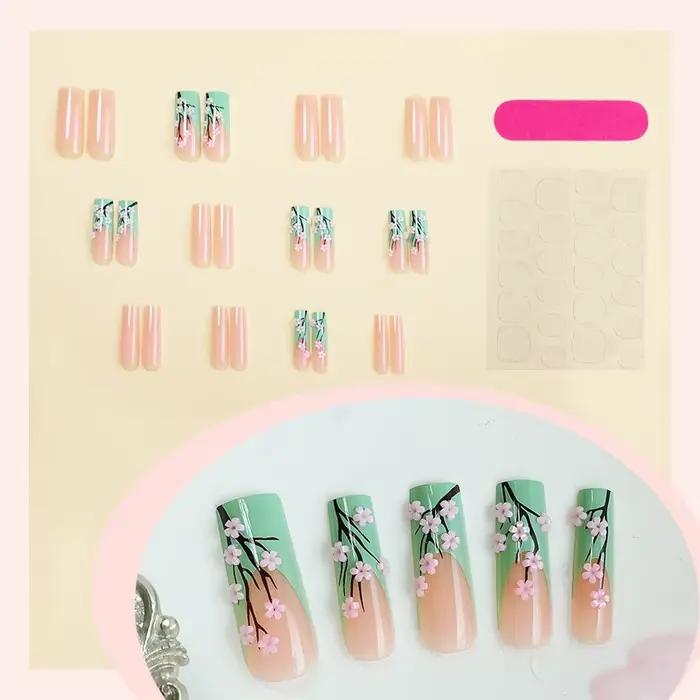 Fausses Fleurs de Ballerine Longue, 24 Pièces, Décor Vert Français, Couverture Complète, Fausse Épic