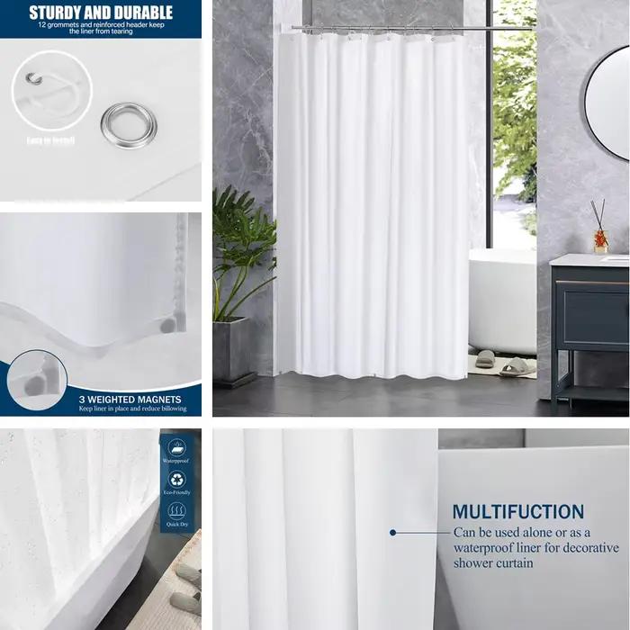 Rideau de douche PEVA, rideaux de bain transparents en plastique imperméable, rideaux de salle de ba
