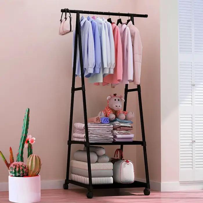 Porte-vêtements monté au sol cintre simple porte-chapeaux chambre pliante triangulaire multifonctionel rangement ménage sac suspendu accessoire chambre dressing organisation élégance