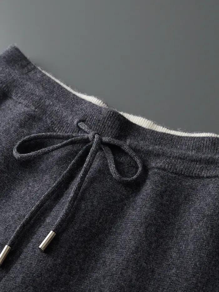 Ensemble deux pièces 100% laine mérinos pour hommes, Cardigan à col à capuche avec fermeture éclair