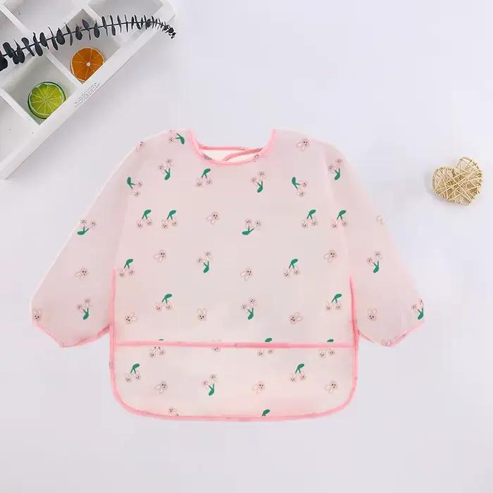Bavoirs à manches longues pour bébé, tablier imperméable au Design de dessin animé coloré mignon pou
