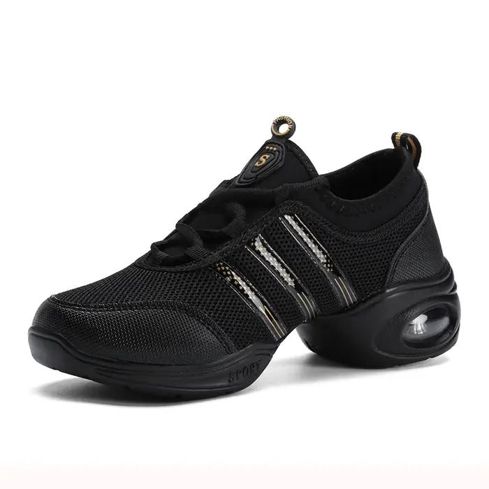 Chaussures de Jazz respirantes pour femmes - Lacets modernes, plateforme à coussin d'air pour danse et marche confortable