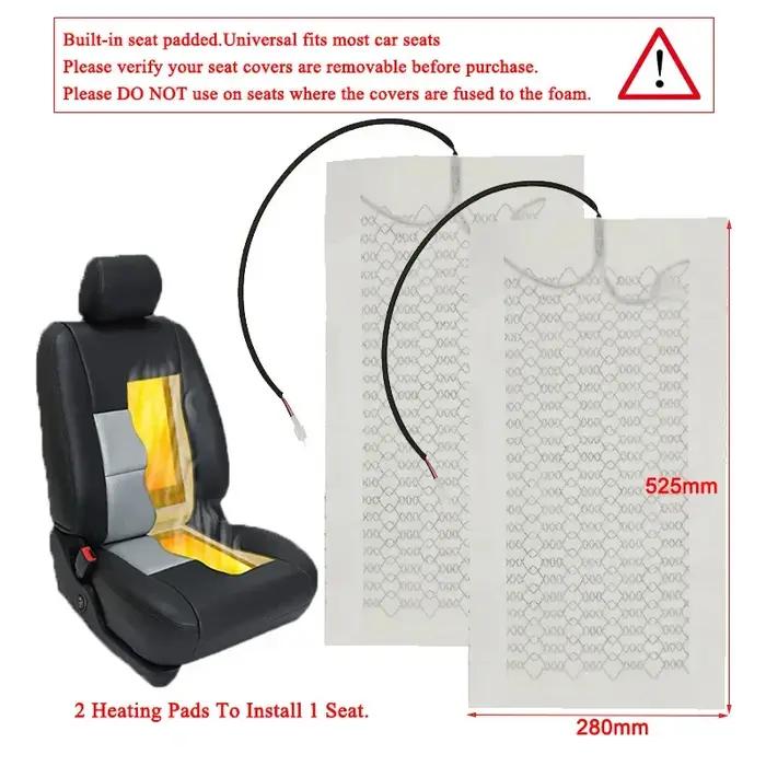 Kit de chauffage de siège de voiture en fibre de carbone, ensemble de coussins à interrupteur rond,
