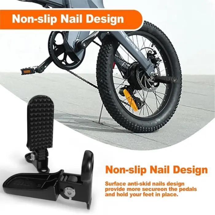 Pédale Arrière Pliable pour Vélo Électrique Motif Antidérapant en Alliage d'Aluminium Prise En Pied Sûre Facile À Ranger Pour Tous Les Cyclistes Occasions Spéciales