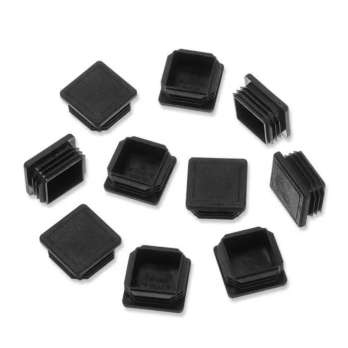Embout obturateur carré en plastique noir, bouchon d'insertion de tube, bonde 15x15 ~ 60x60mm, 10 pi