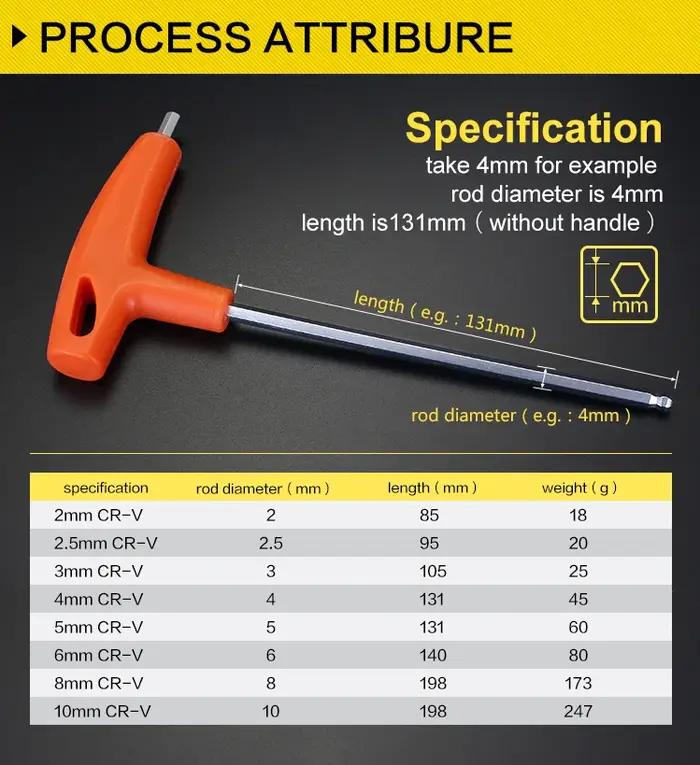 Clé hexagonale à tête plate/boule, 2/2.5/3/4/5/6/8/10mm, clé allen, outil à main universel à pressio