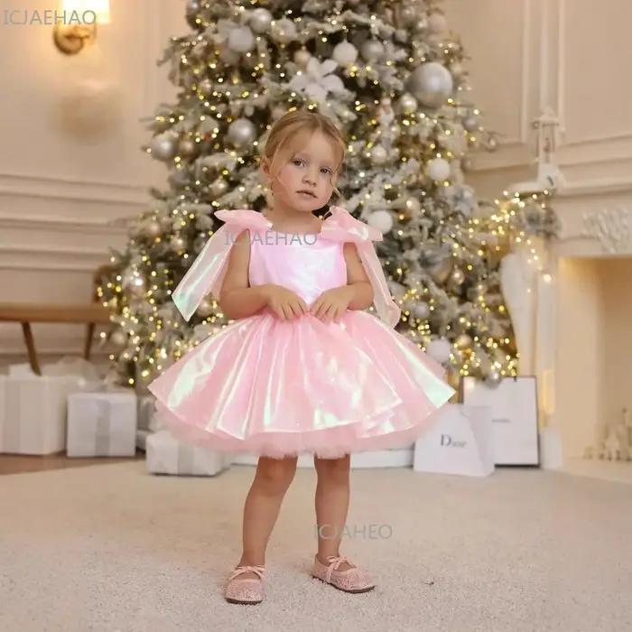 Nouvelle Robe de Princesse Rose pour Filles, Tenue de Cérémonie Florale pour Anniversaire, Vêtements