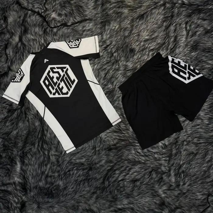 Nouvel ensemble de sport de lutte 2026 – T-shirts et shorts graphiques blancs pour hommes – Tenue de