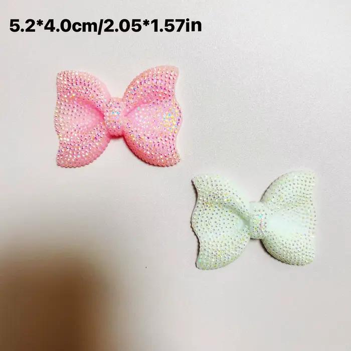 2 pièces de luxe Kawaii Rose blanc rouge grande taille résine AB couleur dos plat arc indésirable co