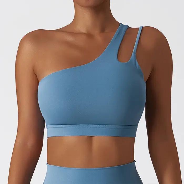 Soutien-gorge de yoga femme à sangle unique - Confortable sans armature avec coussinets - Fitness extensible