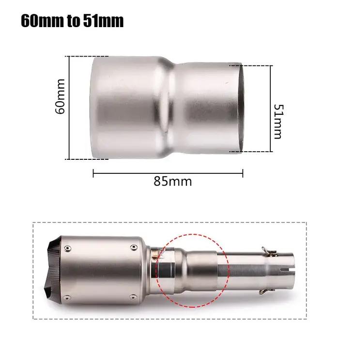 Adaptateur universel de silencieux d'échappement de moto, tuyau d'allongement de 51mm à 60mm 60mm à