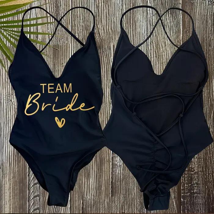 Sexy rembourré une pièce maillot de bain femmes équipe mariée maillots de bain Bikini été maillot de