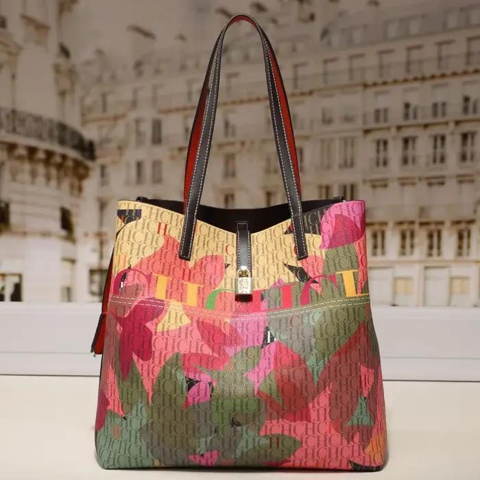 CHHC Sac Seau Femme Nouveau Style Classique Imprimé Lettres Sac à Bandoulière Grande Capacité Sac à