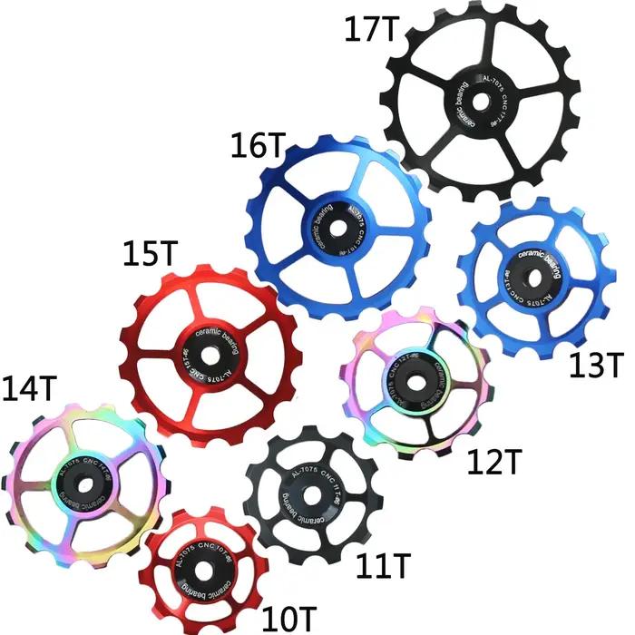 Poulie de dérailleur arrière à rouleau 10T 11T 12T 13T 14T 15T 16T 17T, roulement en céramique, roue