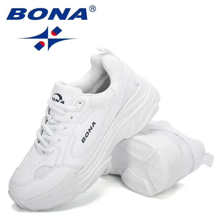 BONA nouveaux créateurs baskets blanches femmes chaussures plates vulcaniser chaussures femme décont