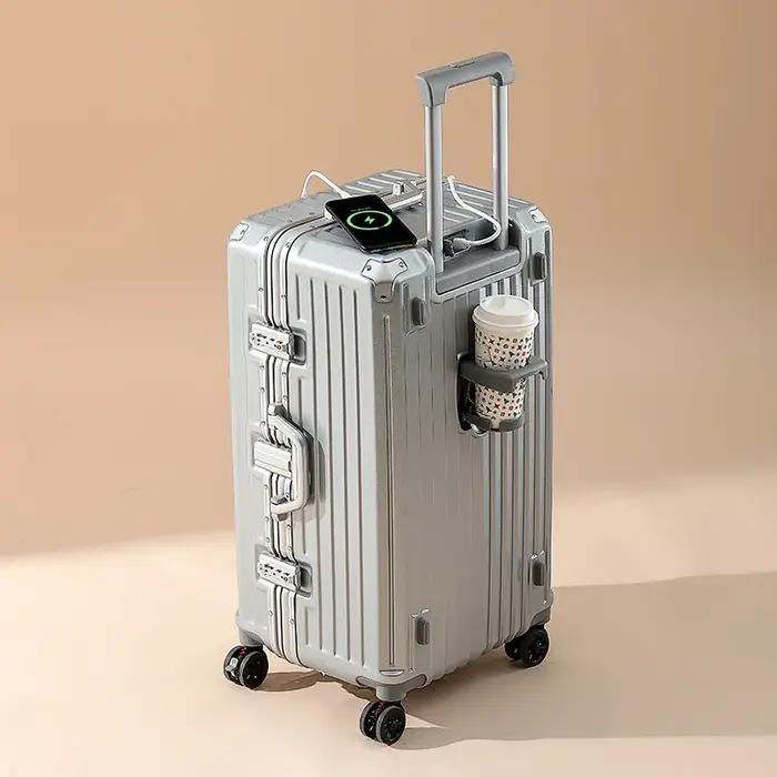 Ensemble de bagages durables de grande capacité pour hommes, valise avec chargeur USB, bagage à main
