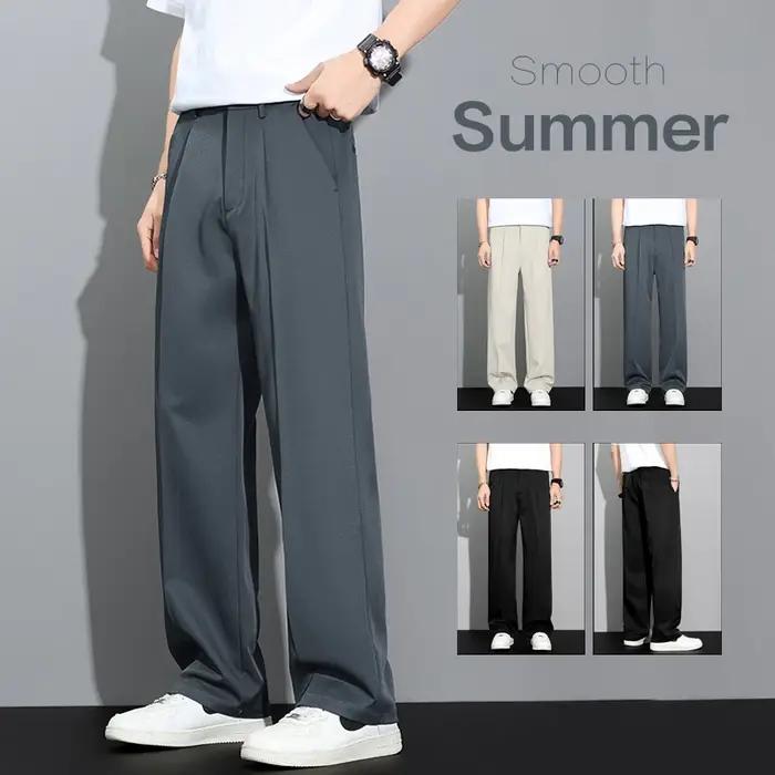 Pantalon décontracté ample et fluide pour homme, style coréen, coupe droite, léger, été 2026, kaki,