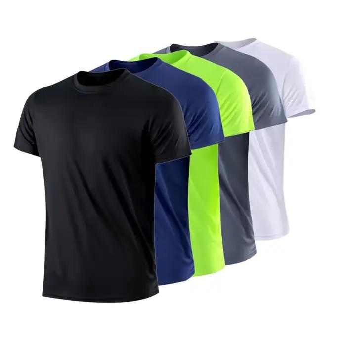 T-shirt de sport à col rond à séchage rapide pour homme, chemise de fitness, entraîneur de course, r