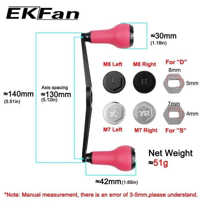 Ekfan – poignée en alliage d'aluminium, 140MM, manche en TPE pour moulinet de pêche SHI & DAI, acces