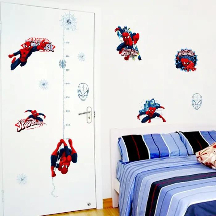 Autocollant mural règle de hauteur Spider Man, autocollant mural en vinyle de super-héros Spiderman