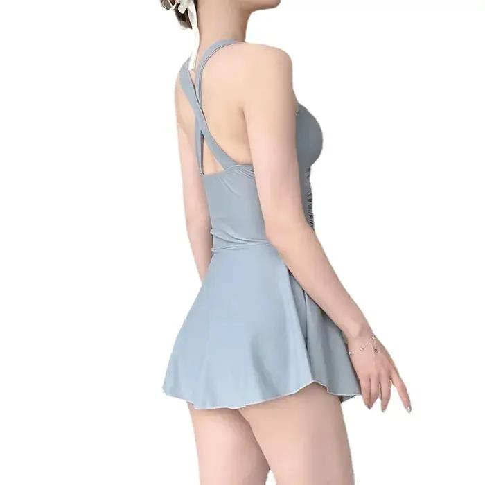 Maillot de bain une pièce pour femmes, couleur unie, amincissant, Style conservateur, serrage de la
