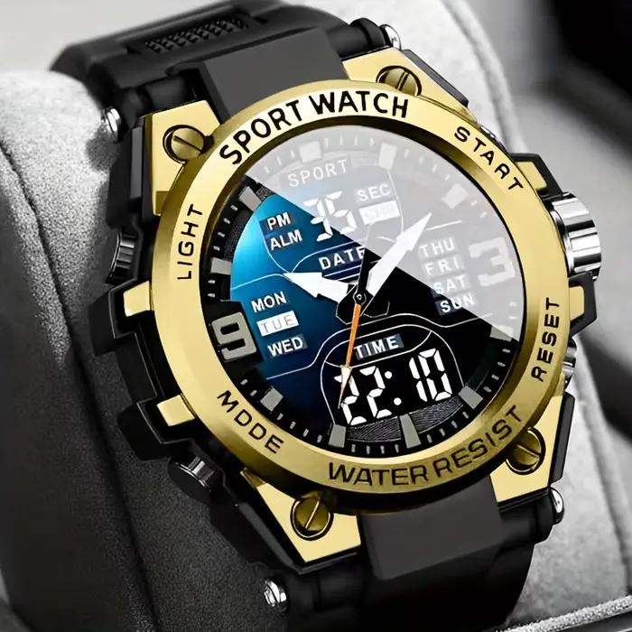 Montre à LED lumineuse à grand cadran, au design élégant, pour hommes, femmes et adolescents, avec d