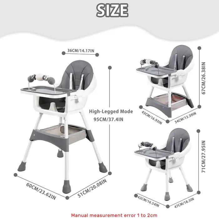 Chaise haute convertible pour bébés et tout-petits, pliable, facile à nettoyer, siège rembourré, rep
