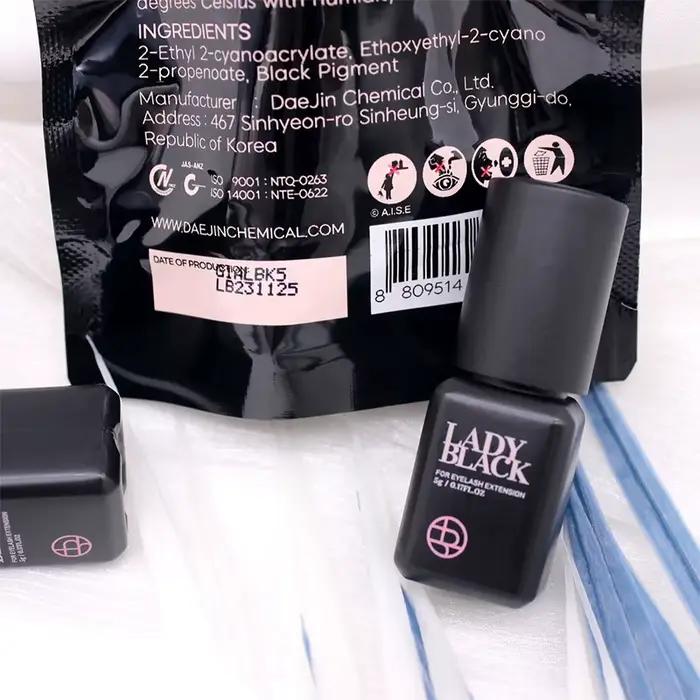Colle à cils noirs pour femmes, 5 bouteilles, séchage coréen, plus rapide, Extensions de faux-cils,