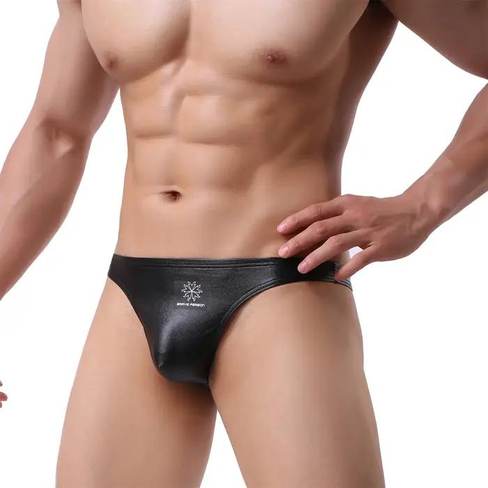 String de natation en similicuir pour hommes, culotte bikini sexy, string, confortable, culotte en p