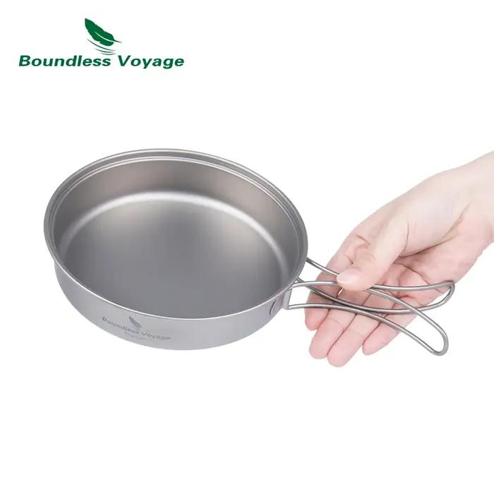 Boundless Voyage-Ensemble de casseroles en titane avec plaque pliante, bol ultraléger, camping, rand