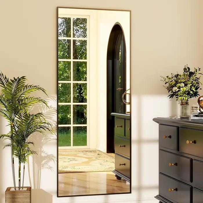 Miroir pleine longueur 64 "x 21", miroir complet du corps, miroir de sol rectangulaire suspendu ou i