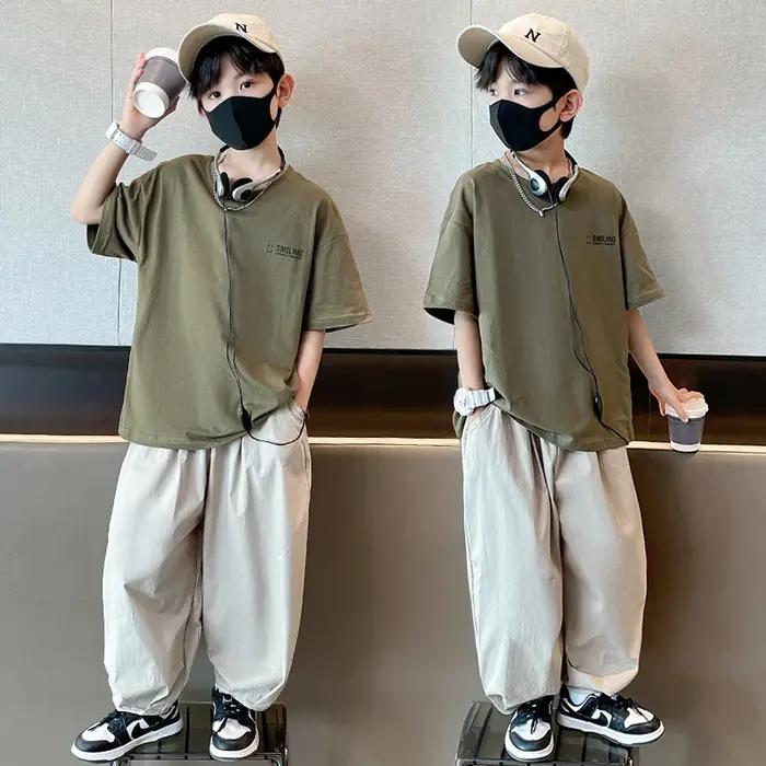 Ensembles d'été pour enfants adolescents, vêtements pour garçons, ensemble en coton, nouvelle mode p