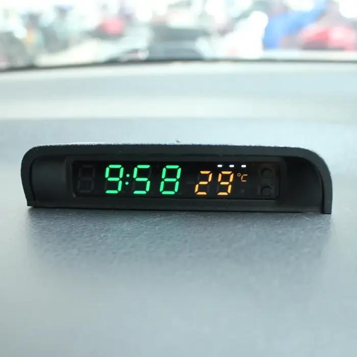 Horloge numérique de voiture solaire, thermomètre à double affichage couleur, interrupteur intellige