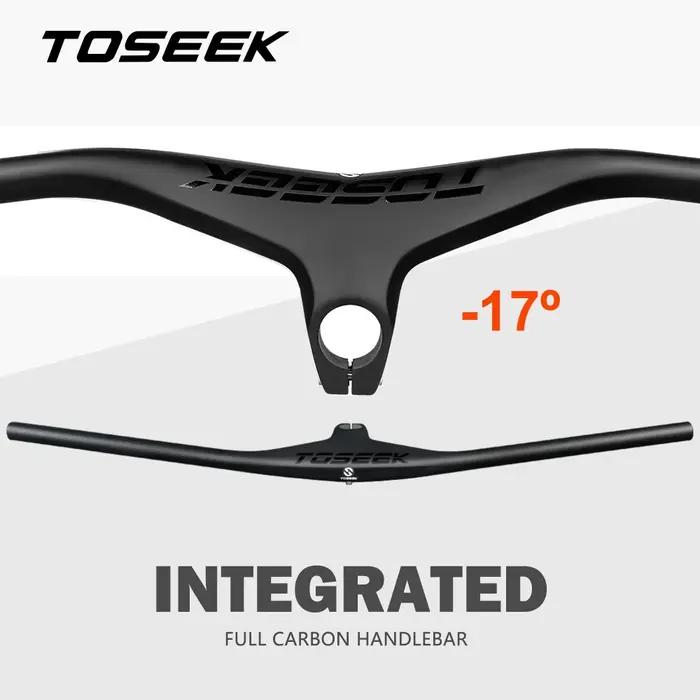 Guidon intégré carbone TOSEEK VTT 28.6mm -17° tige 660-800mm réglable pour vélo tout terrain