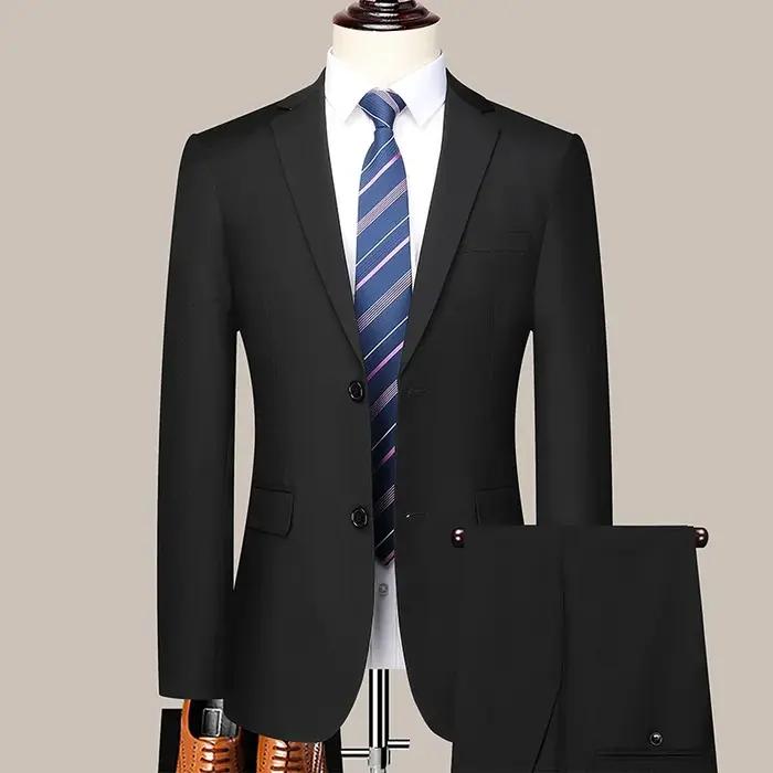 Costume d'affaires à deux boutons pour hommes, coupe cintrée, travail professionnel, ensemble deux p