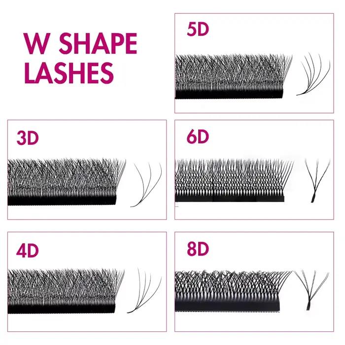 FADVAN 3D/4D/5D/6D/7D/8D Extension de cils en forme de W C D Curl cils de vison naturel préfabriqués