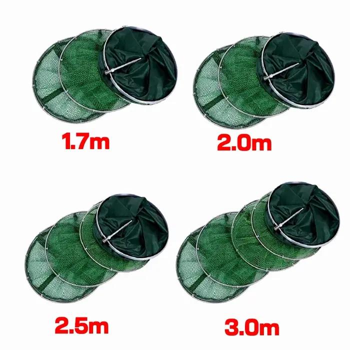 Filet de pêche pliant 1.7m 2m 2.5m 3m, piège à poisson pour crevettes, carpe, grand mangeoire pour c