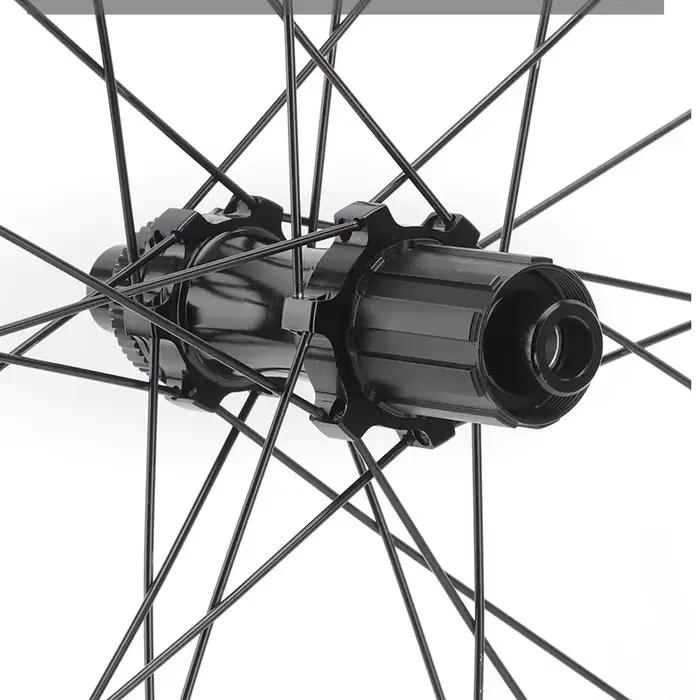 Roue d'essieu traversant de vélo de route en Fiber de carbone, 100x12mm, 142x12mm, frein à disque à